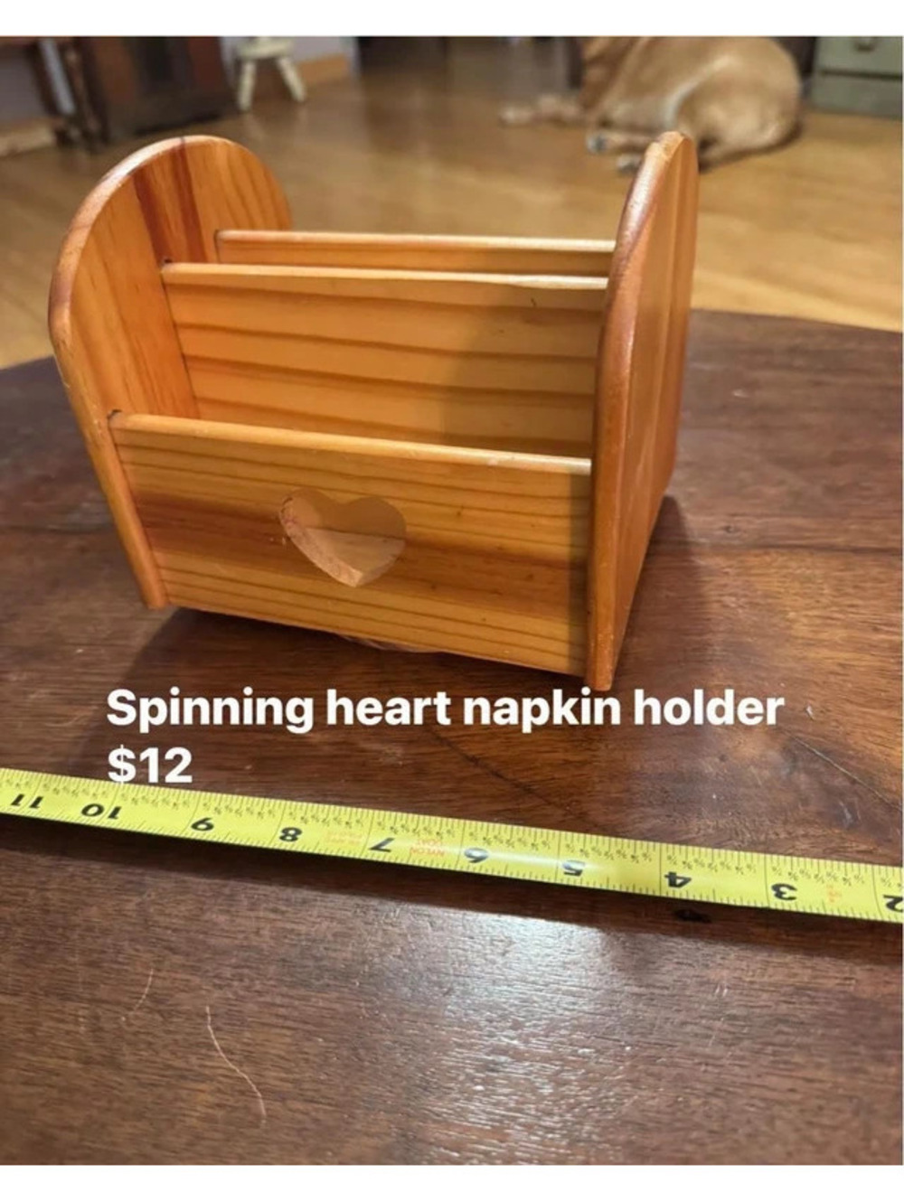 Wooden Spinning Heart napkin holder